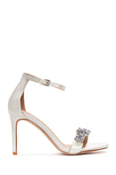 Women's White Stone Heeled Sandals | Derimod
