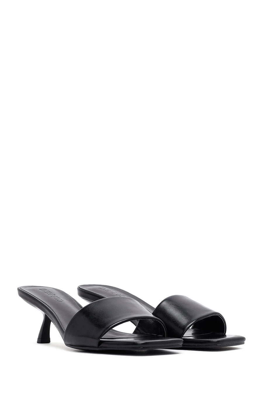 Women's Black Thin Short Heeled Slippers