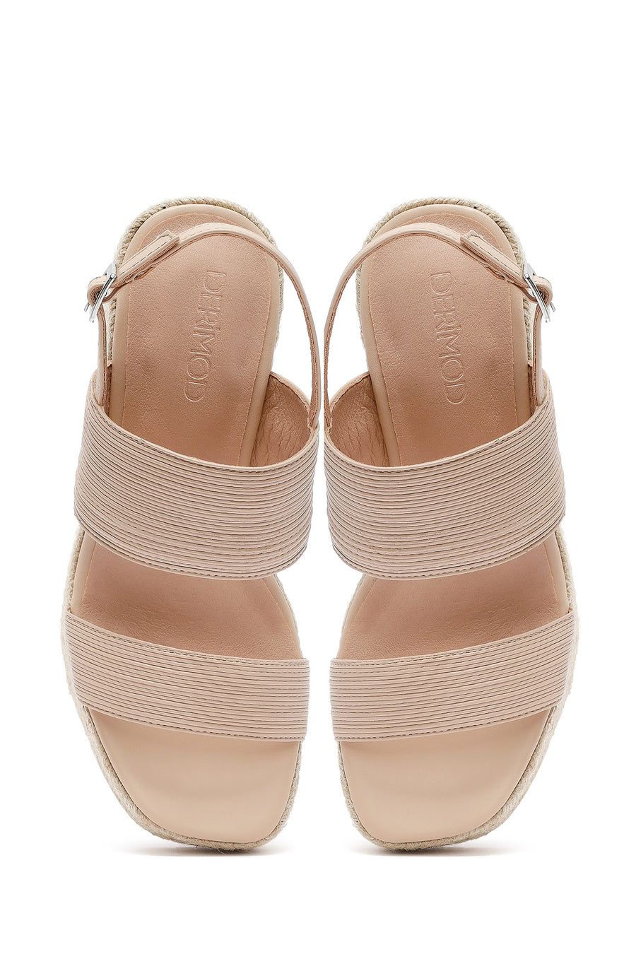 Women's Cream Ankle Buckle Wedge Heel Espadrille Sandals