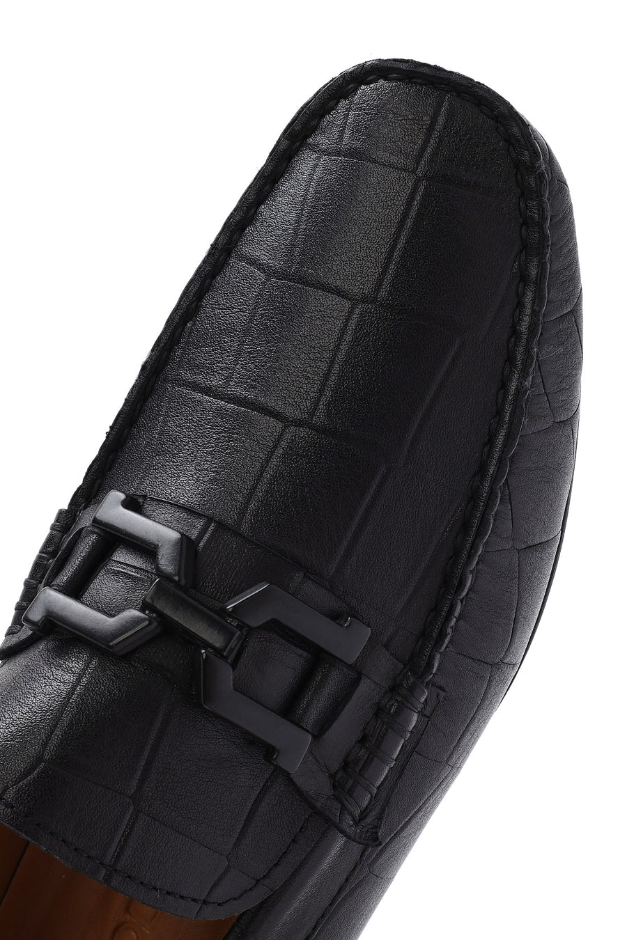 Men's Black Buckled Leather Loafer