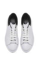 Men's White Lace-up Thick-Sole Leather Sneaker | Derimod