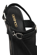 Women's Black Buckle Thong Leather Sandals | Derimod