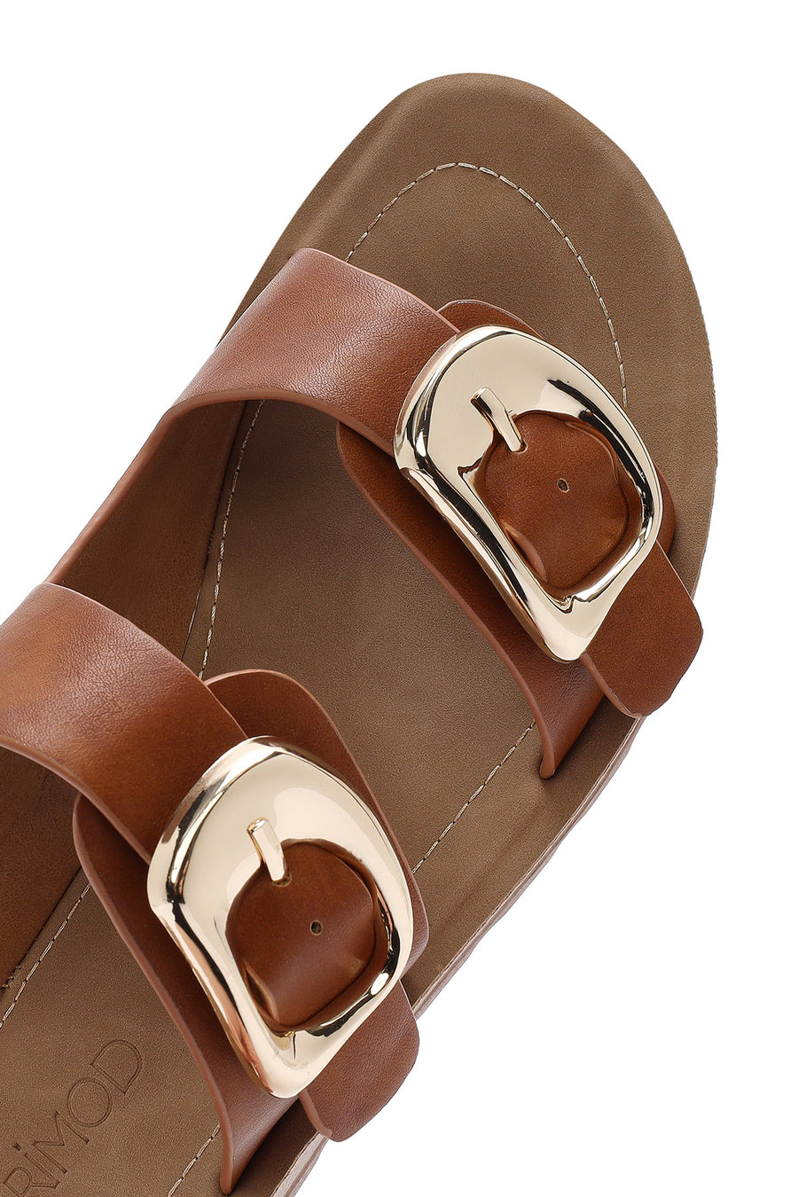 Women's Brown Double Buckled Thick Soled Slippers