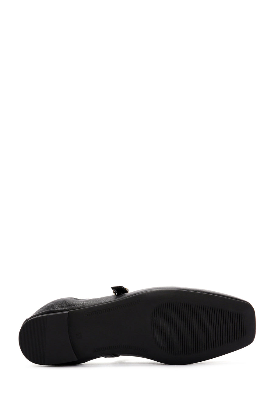 Women's Black Banded Leather Ballerinas