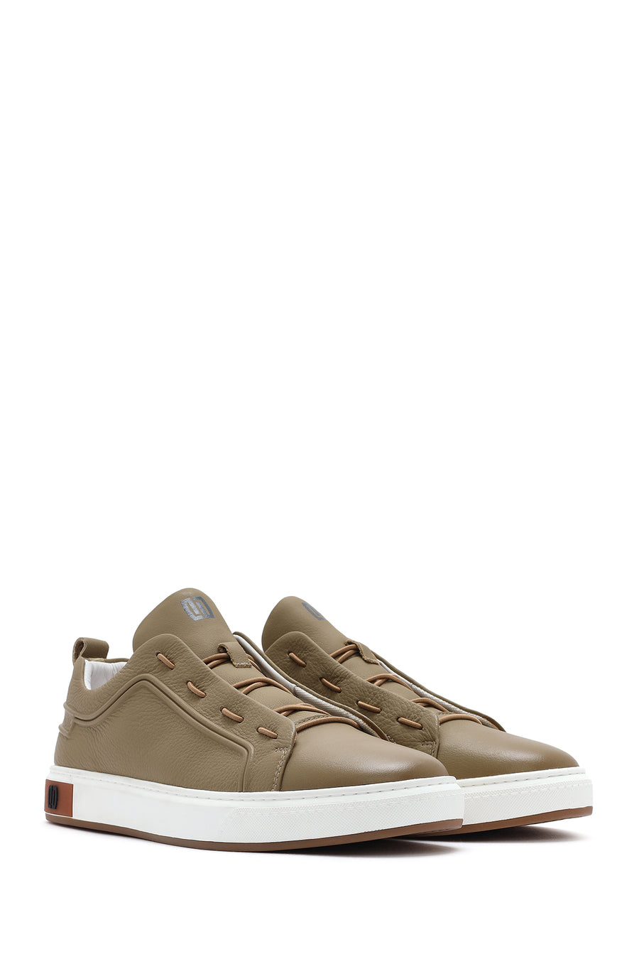 
Men's Beige Lace-Up Leather Sneaker
