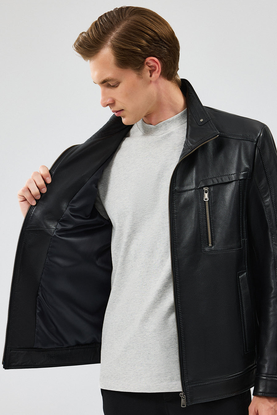 Hugo Men's Black Regular Leather Jacket
