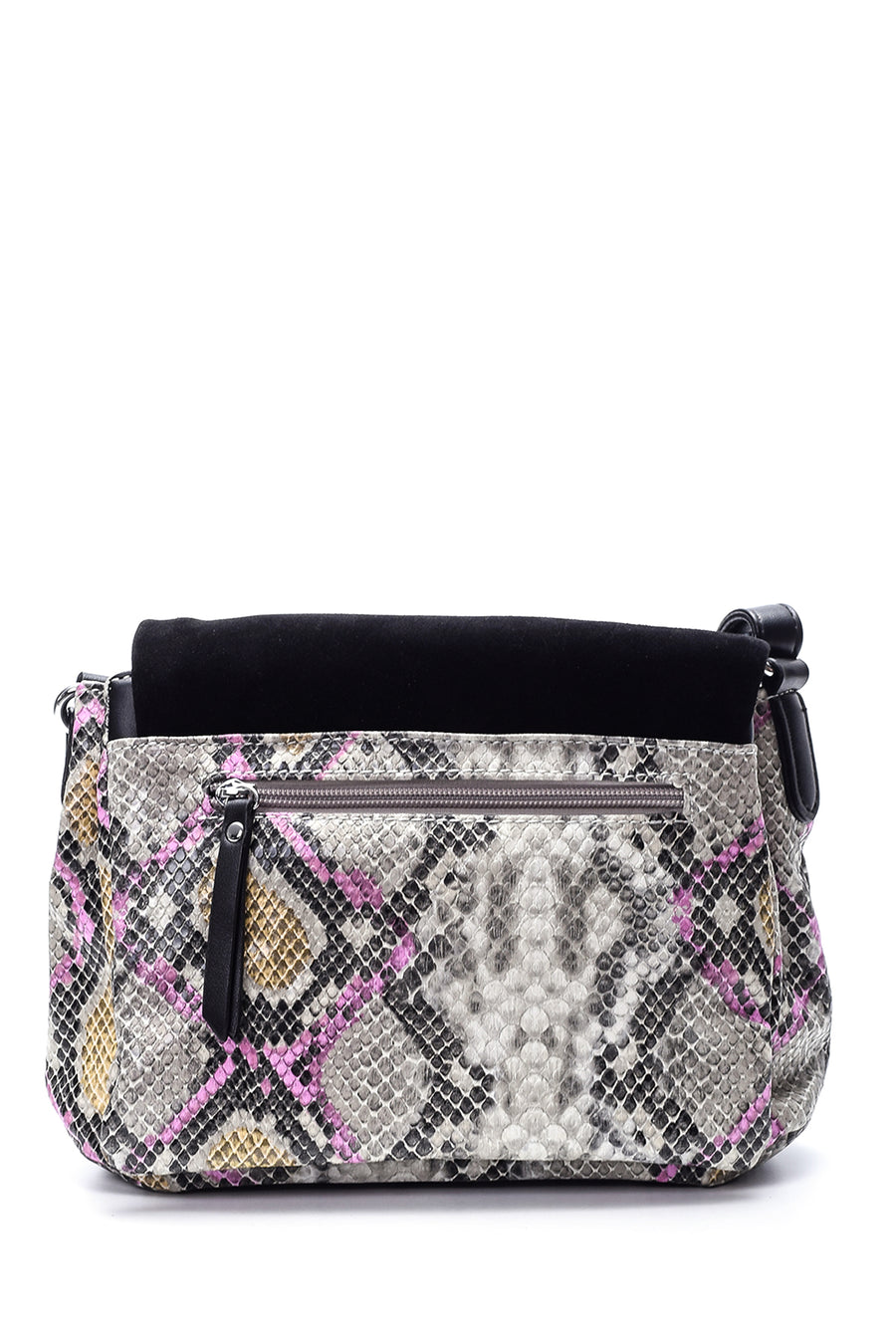 Women's Crocodile Patterned Suede Bag