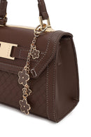Woman Brown Long-Strap Charmed Mini Shoulder Bag | Derimod