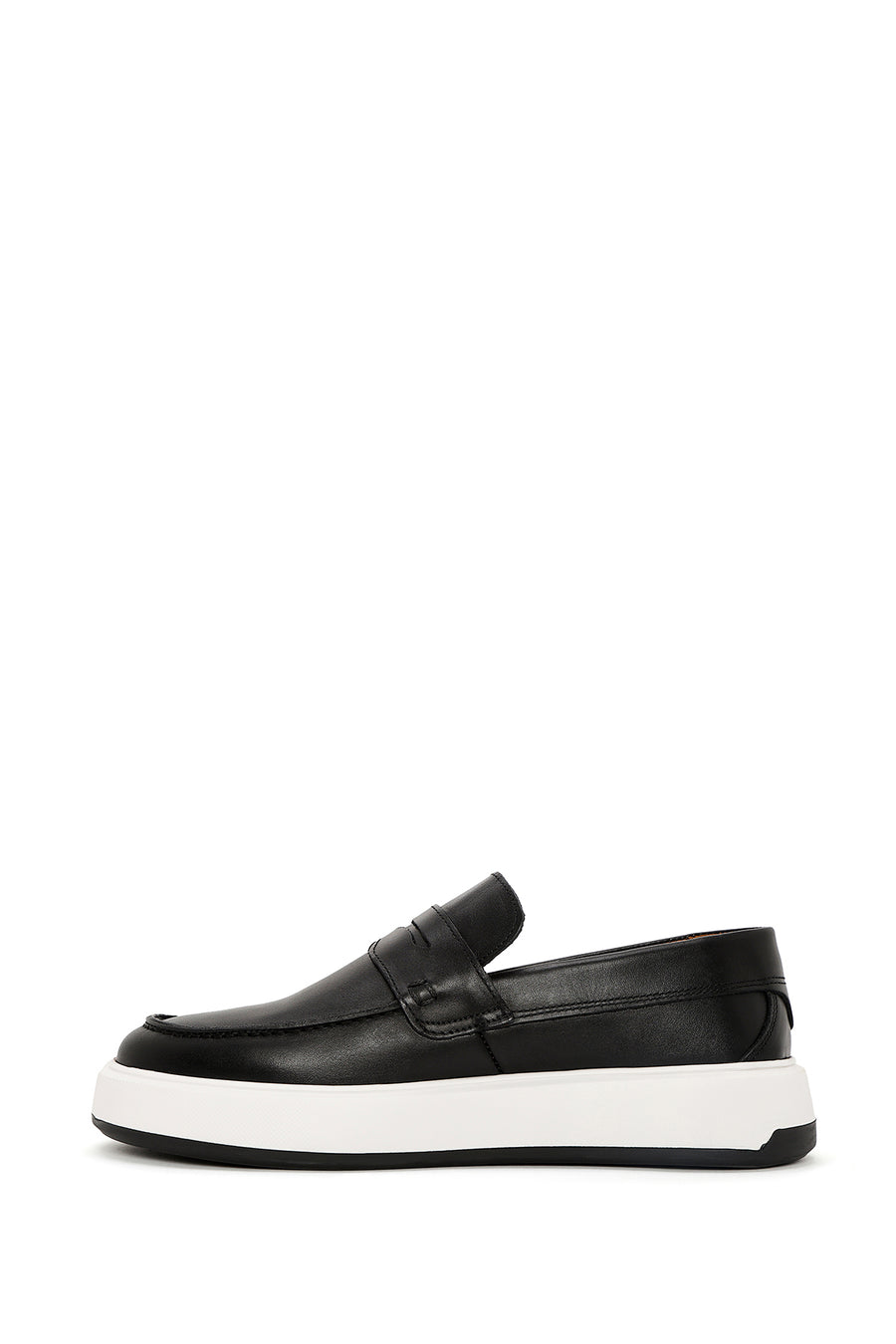Men's Black Thick-Soled Leather Casual Loafer