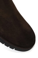 Male Brown Thick-Soled Suede Casual Chelsea Boots | Derimod