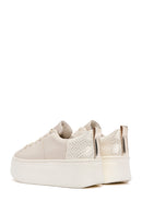 Women's Beige Thick Sole Lace Up Leather Sneaker | Derimod