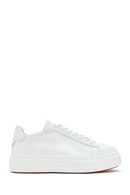 Women's White Lace-Up Leather Sneaker | Derimod