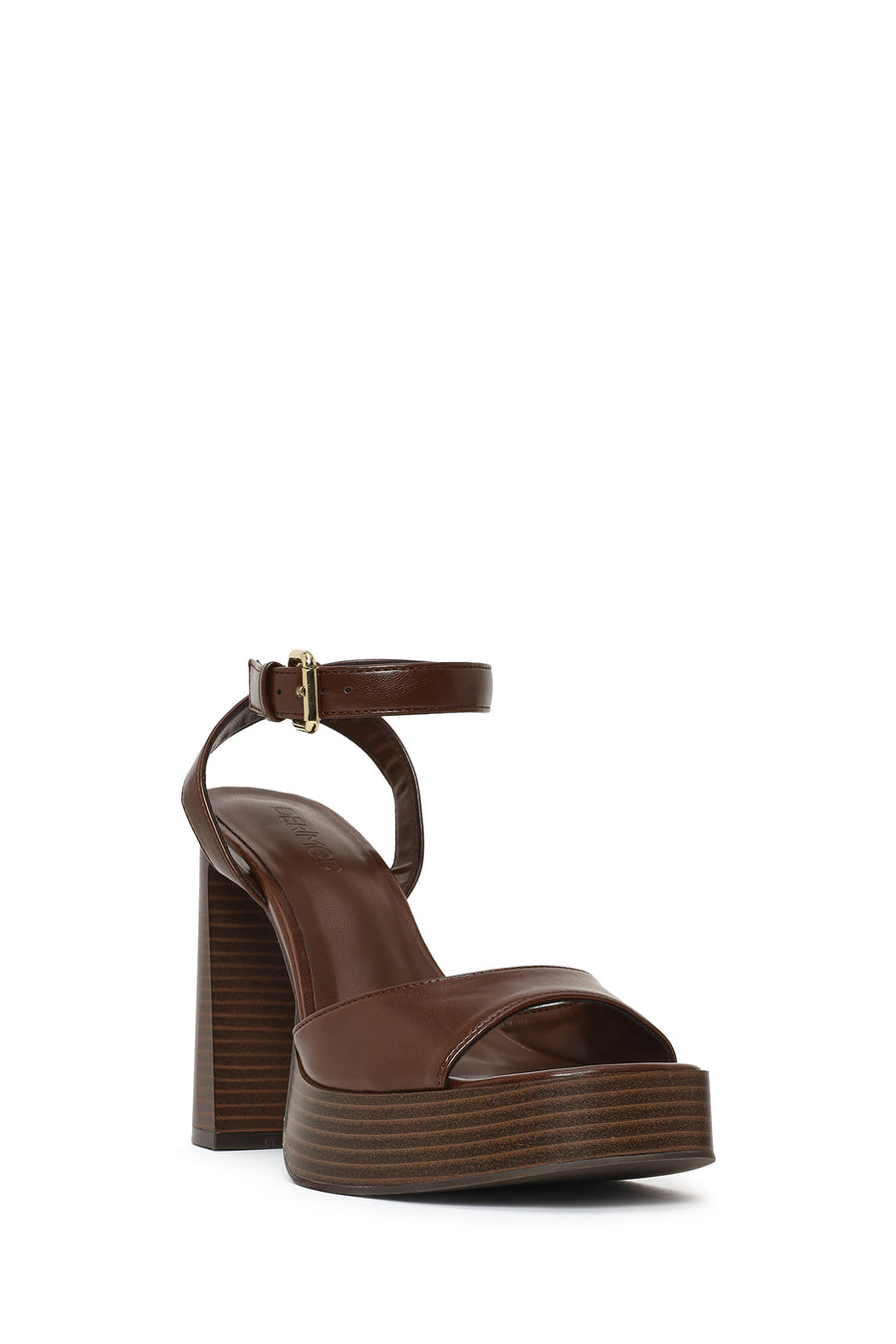 Woman Brown Platform Chunky High-Heeled Sandals