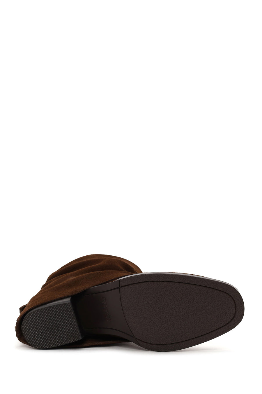 Woman Brown Chunky-Heel Suede Boots