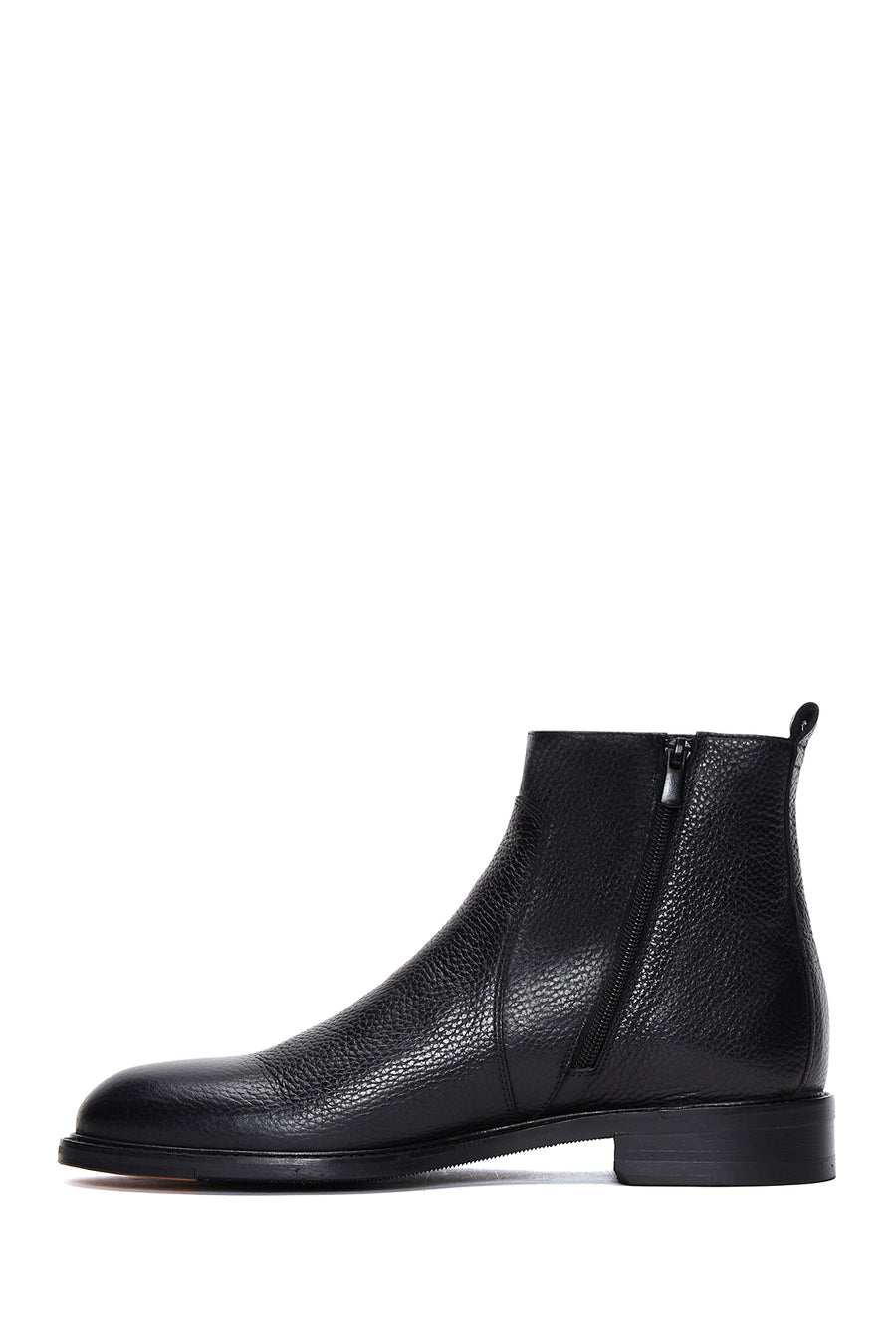 Male Black Zip Closure Leather Casual Boots