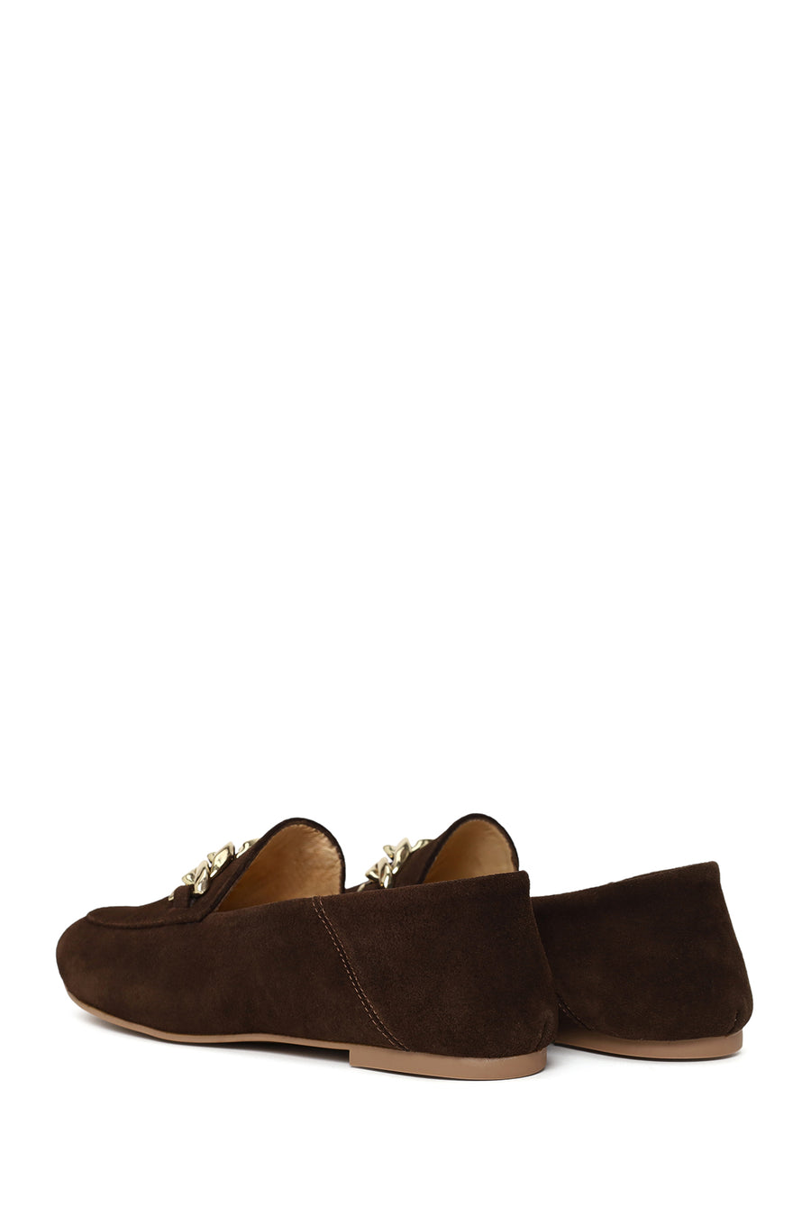 Woman Brown Buckled Suede Masculine Loafer