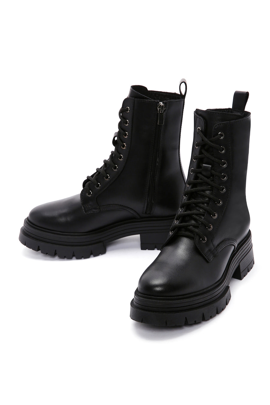 Women's Black Zippered Leather Boots