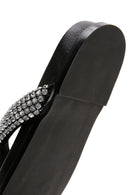 Women's Black Stone Flip Flops Flat Slippers | Derimod