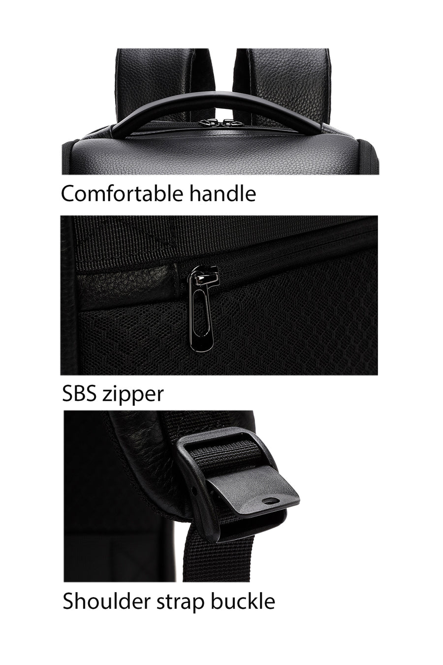 D-Pack Unisex Black Technological Leather Backpack