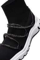 Women's Black Stone High Top Sneaker | Derimod