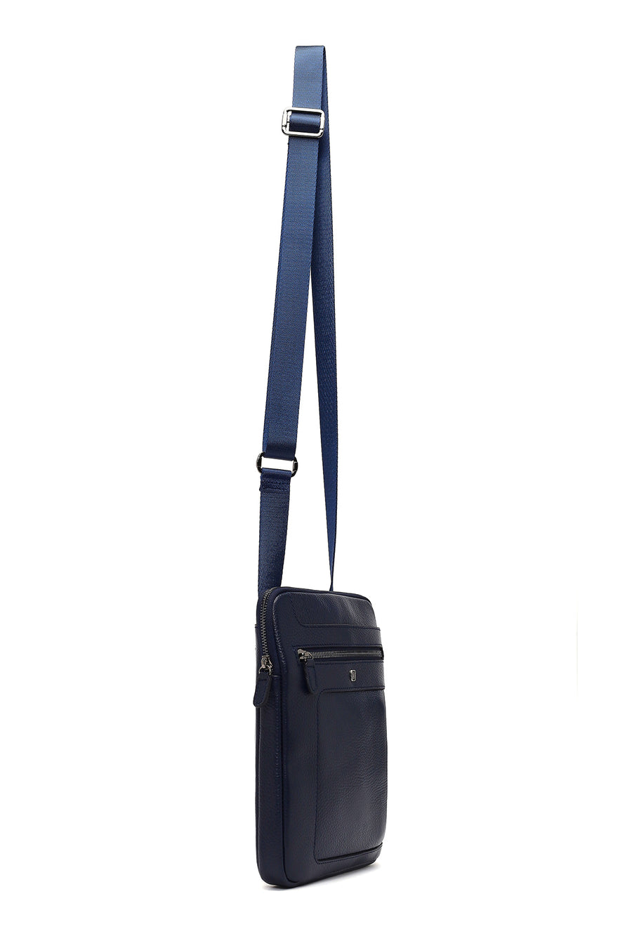 Men's Navy Blue Long Strap Leather Shoulder Bag