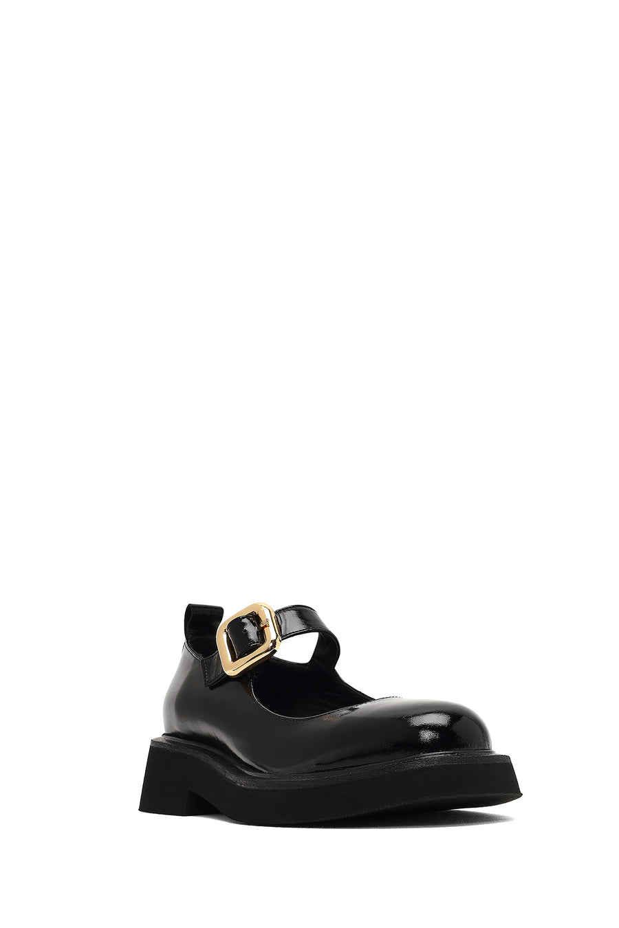Woman Black Buckled Leather Shoes