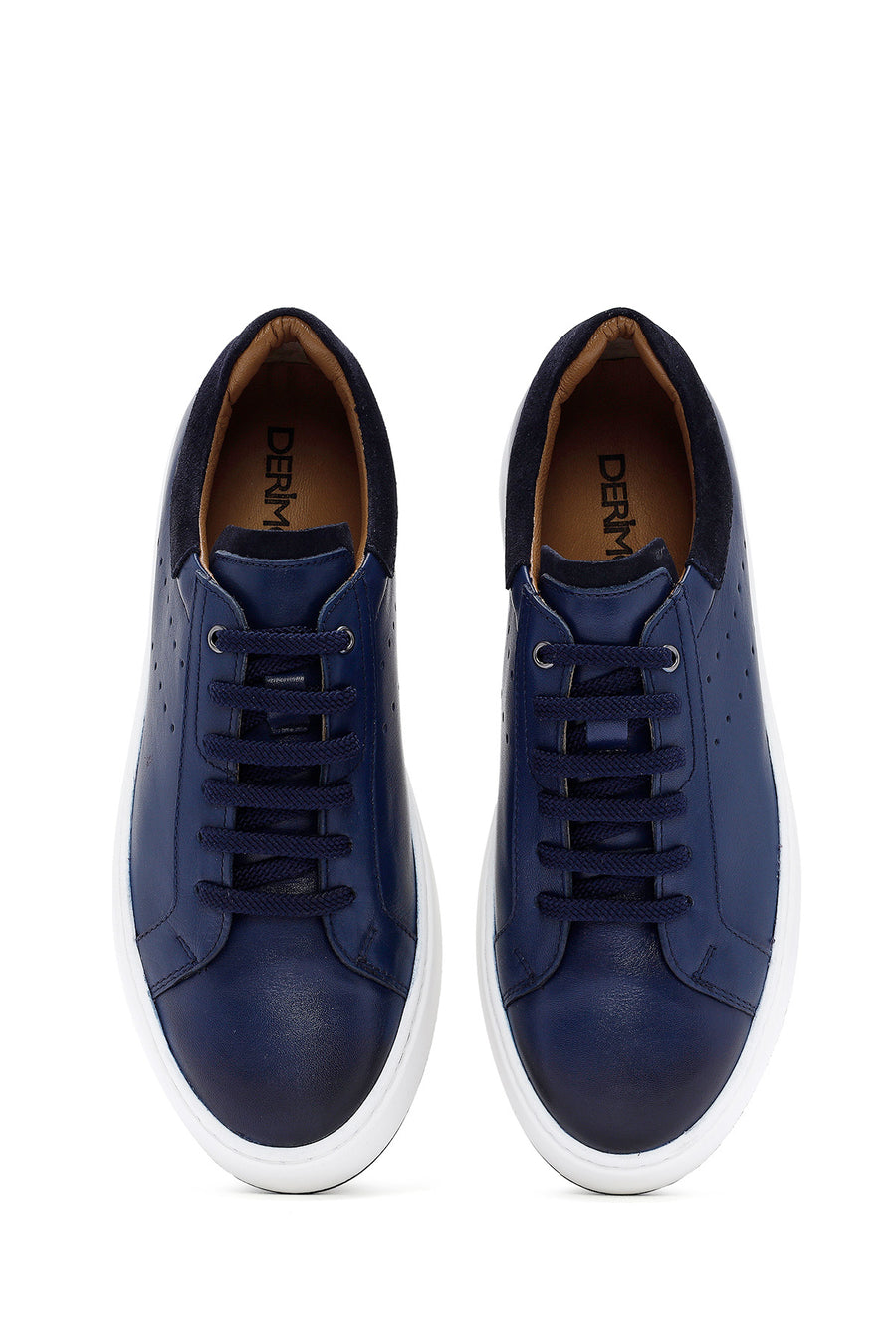 Men's Navy Blue Lace-Up Leather Sneaker