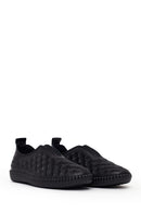 Woman Black Patterned Leather Comfort Shoes | Derimod