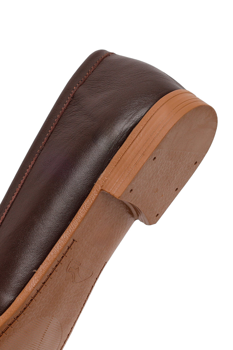 Kadın Kahverengi Tokalı Deri Klasik Loafer