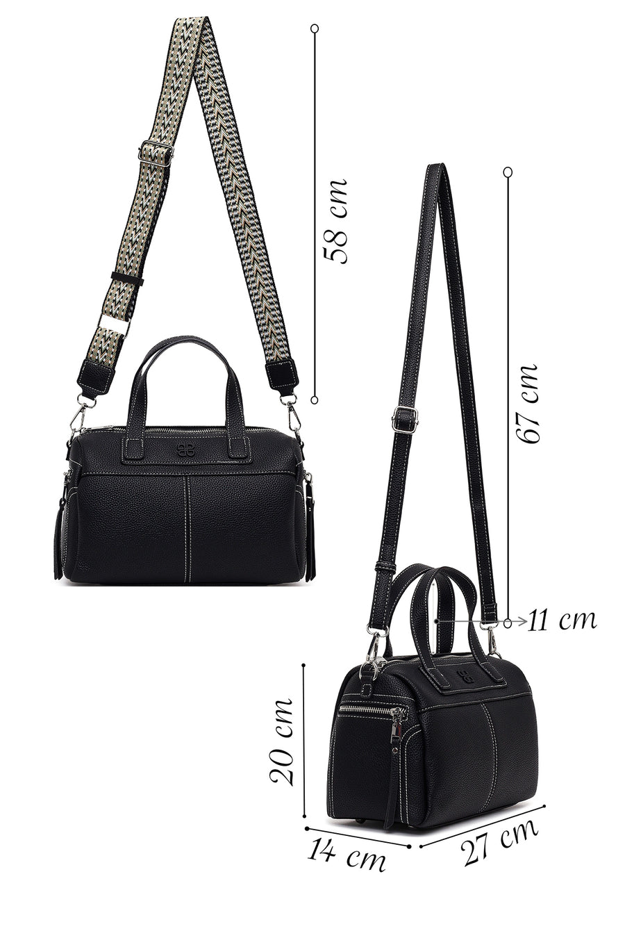 Woman Black Long-Strap Shoulder Bag