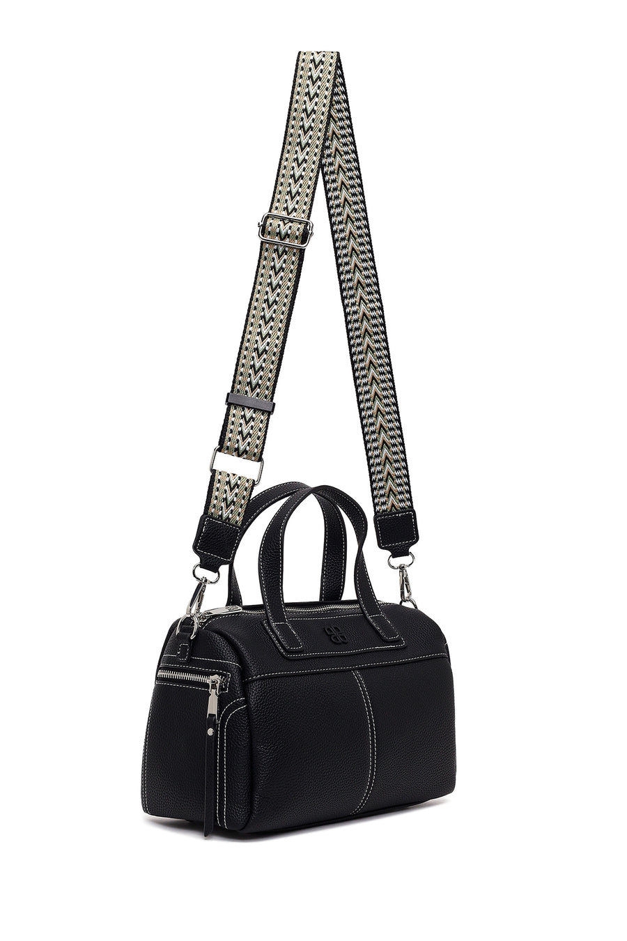 Woman Black Long-Strap Shoulder Bag