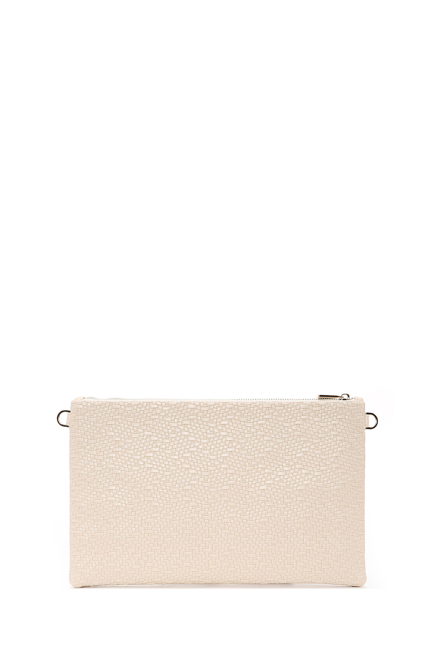 Women's Cream Long Chain Strap Woven Clutch Bag