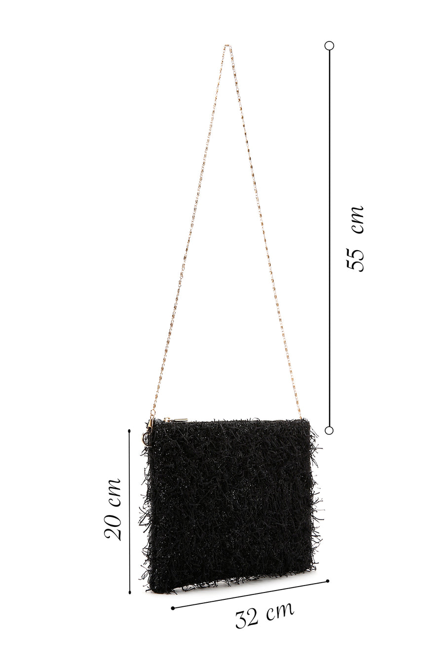 Women's Black Long Chain Strap Clutch Bag