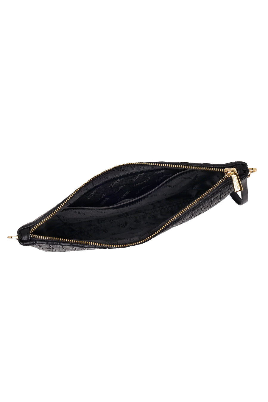 Women's Black Long Chain Strap Printed Clutch Bag