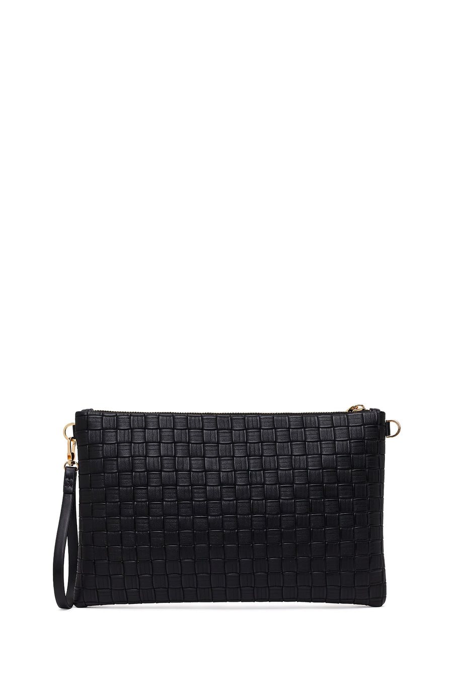 Women's Black Long Chain Strap Printed Clutch Bag
