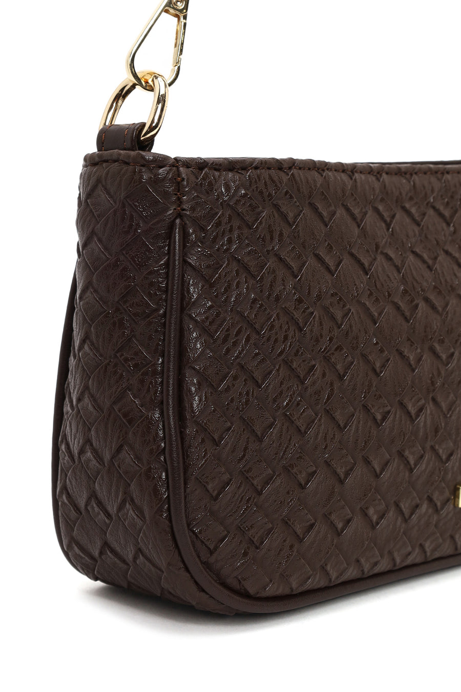 Woman Brown Long-Strap Braided Shoulder Bag