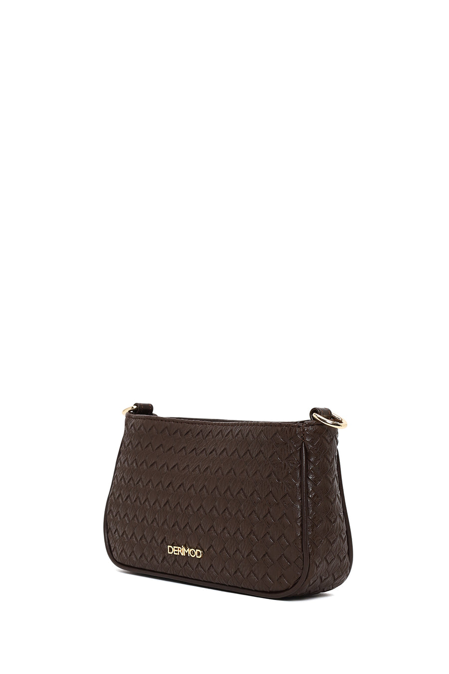 Woman Brown Long-Strap Braided Shoulder Bag