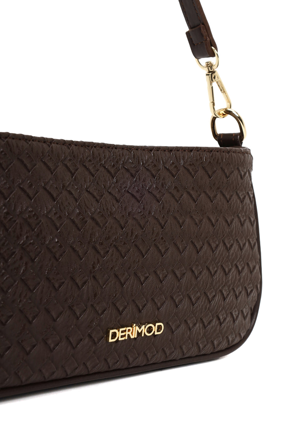 Woman Brown Long-Strap Braided Shoulder Bag