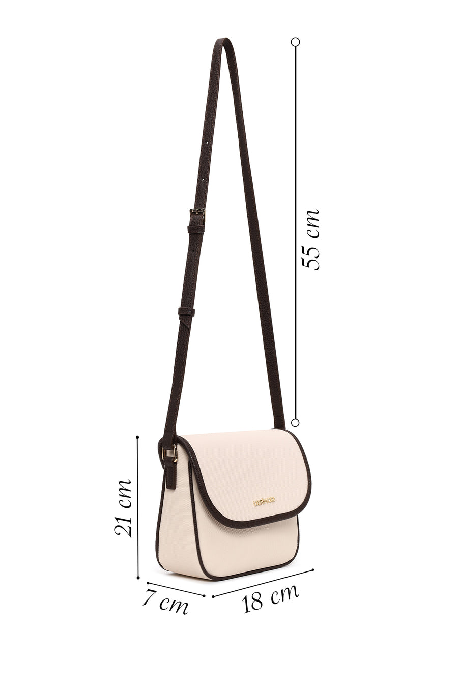 Woman Cream Long-Strap Crossbody Bag