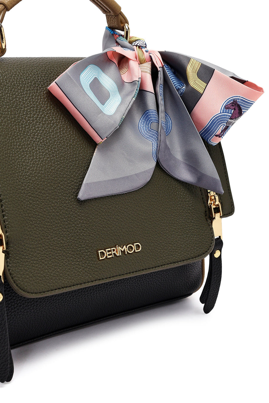 Women's Black Long Strap Handbag with Accessory Detail