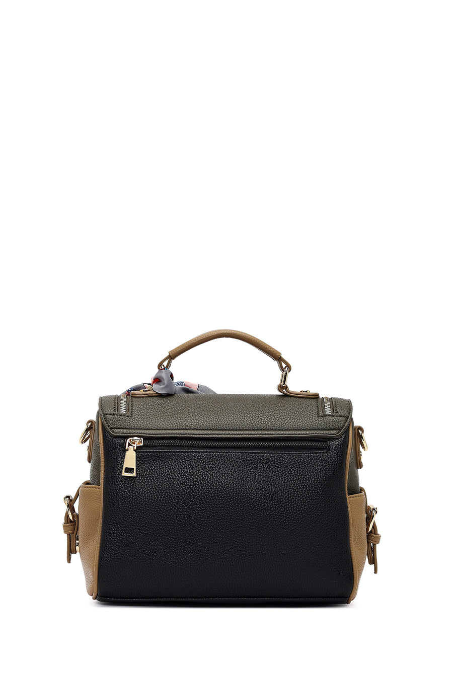 Women's Black Long Strap Handbag with Accessory Detail