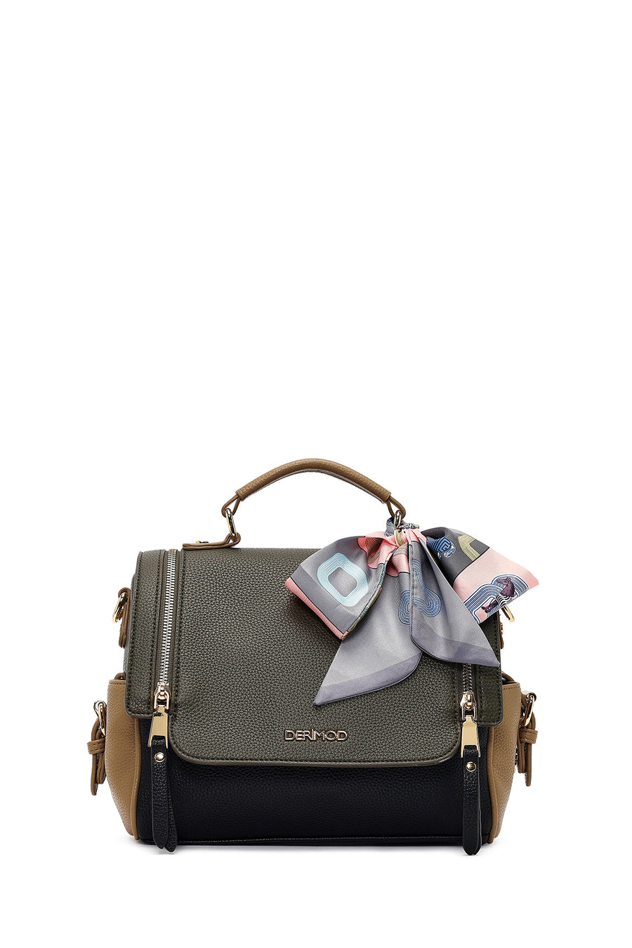 Women's Black Long Strap Handbag with Accessory Detail