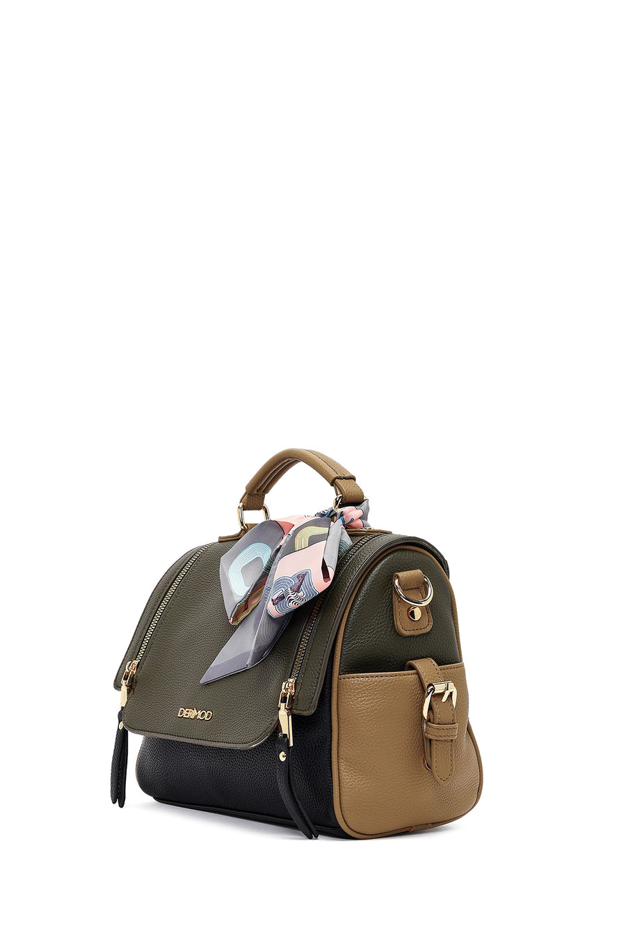 Women's Black Long Strap Handbag with Accessory Detail