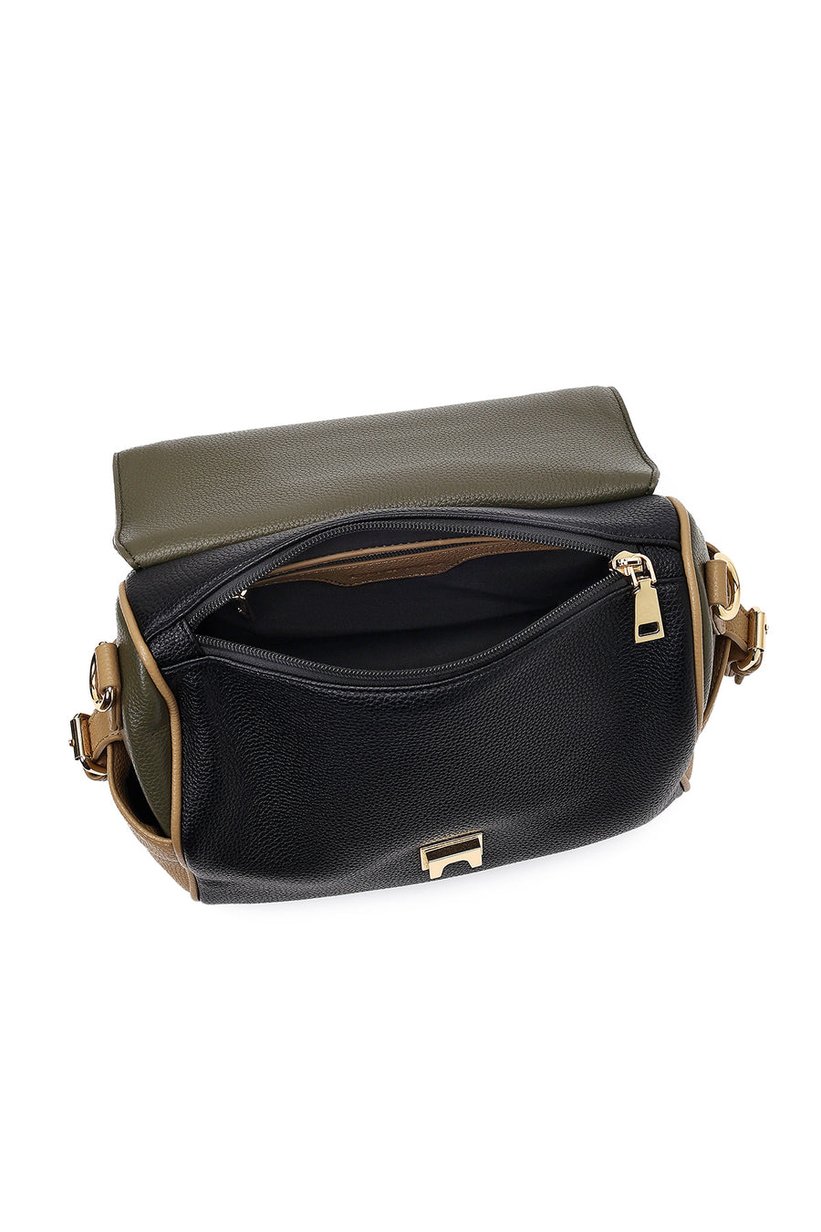 Women's Black Long Strap Handbag with Accessory Detail
