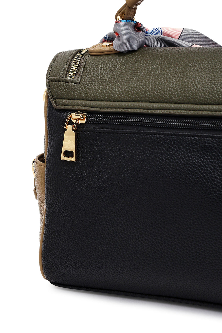 Women's Black Long Strap Handbag with Accessory Detail