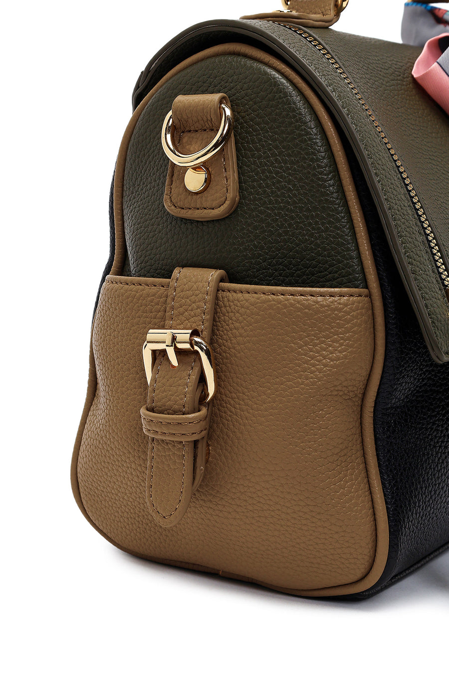 Women's Black Long Strap Handbag with Accessory Detail