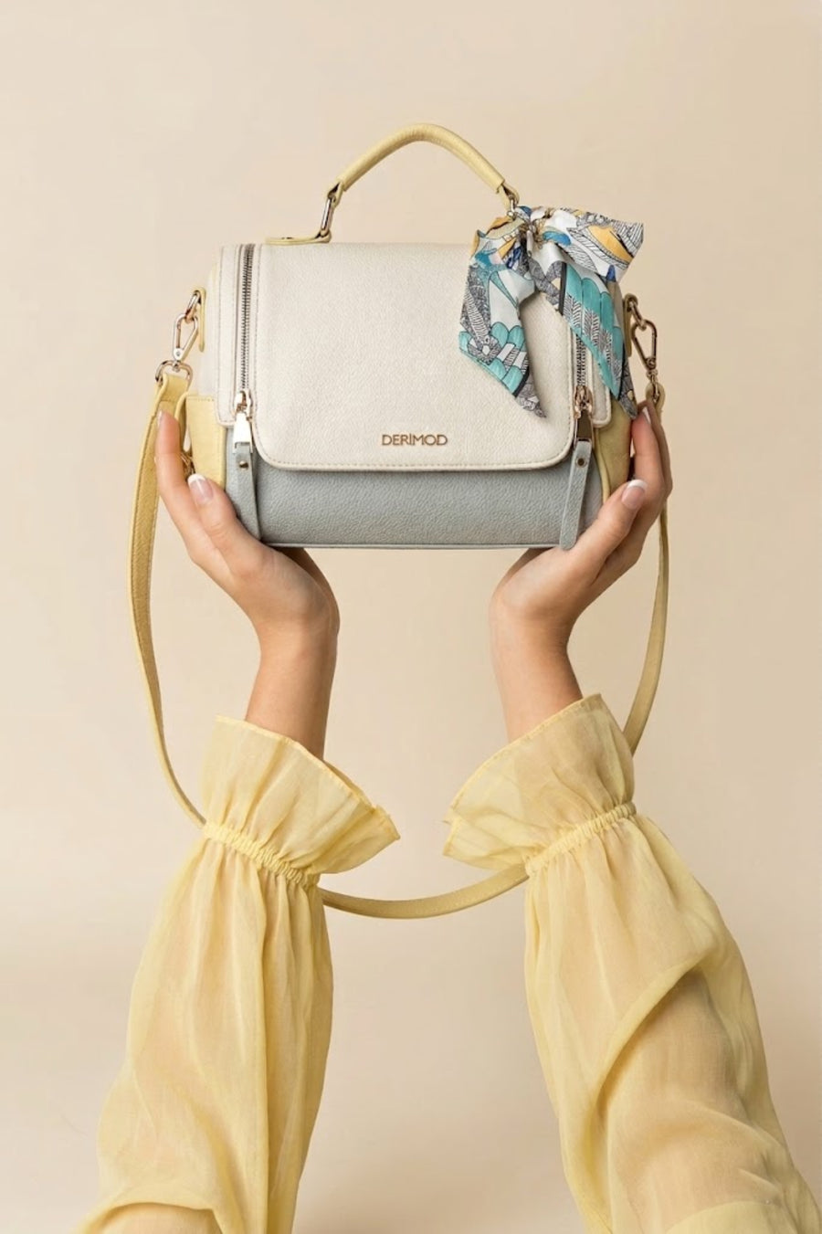 Women's Green Long Strap Handbag with Accessory Details