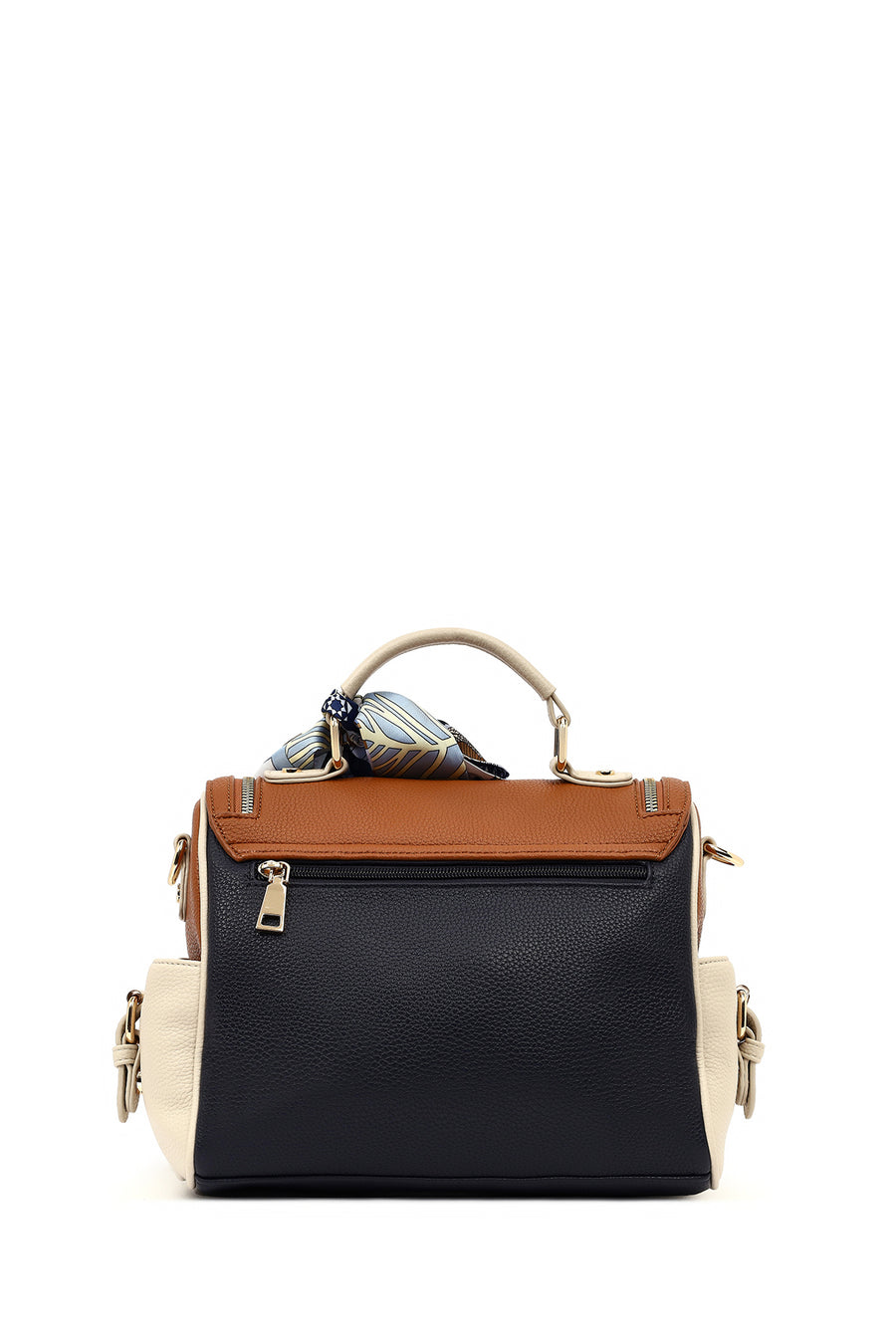 Women's Tan Long Strap Handbag with Accessory Detail