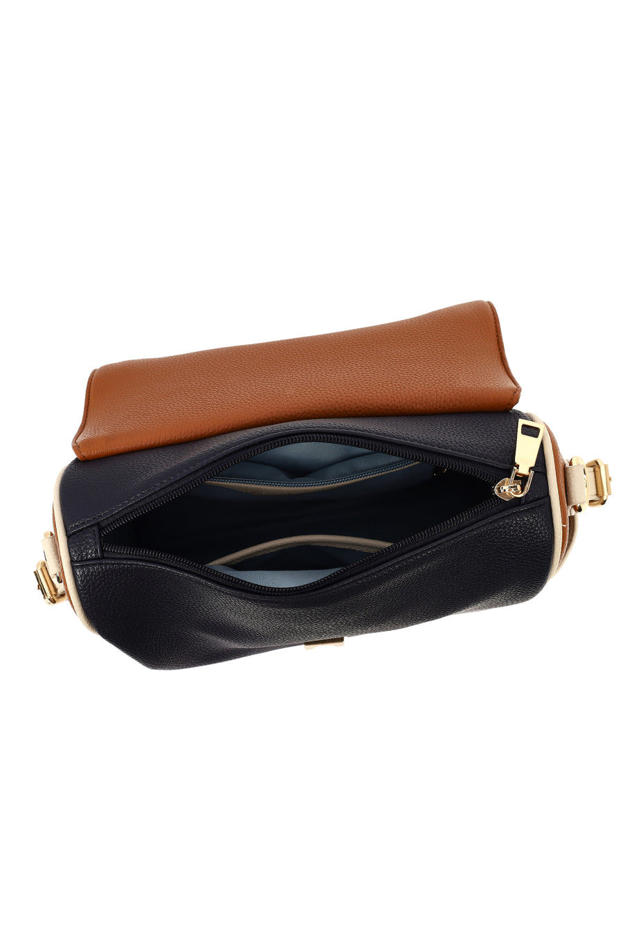 Women's Tan Long Strap Handbag with Accessory Detail