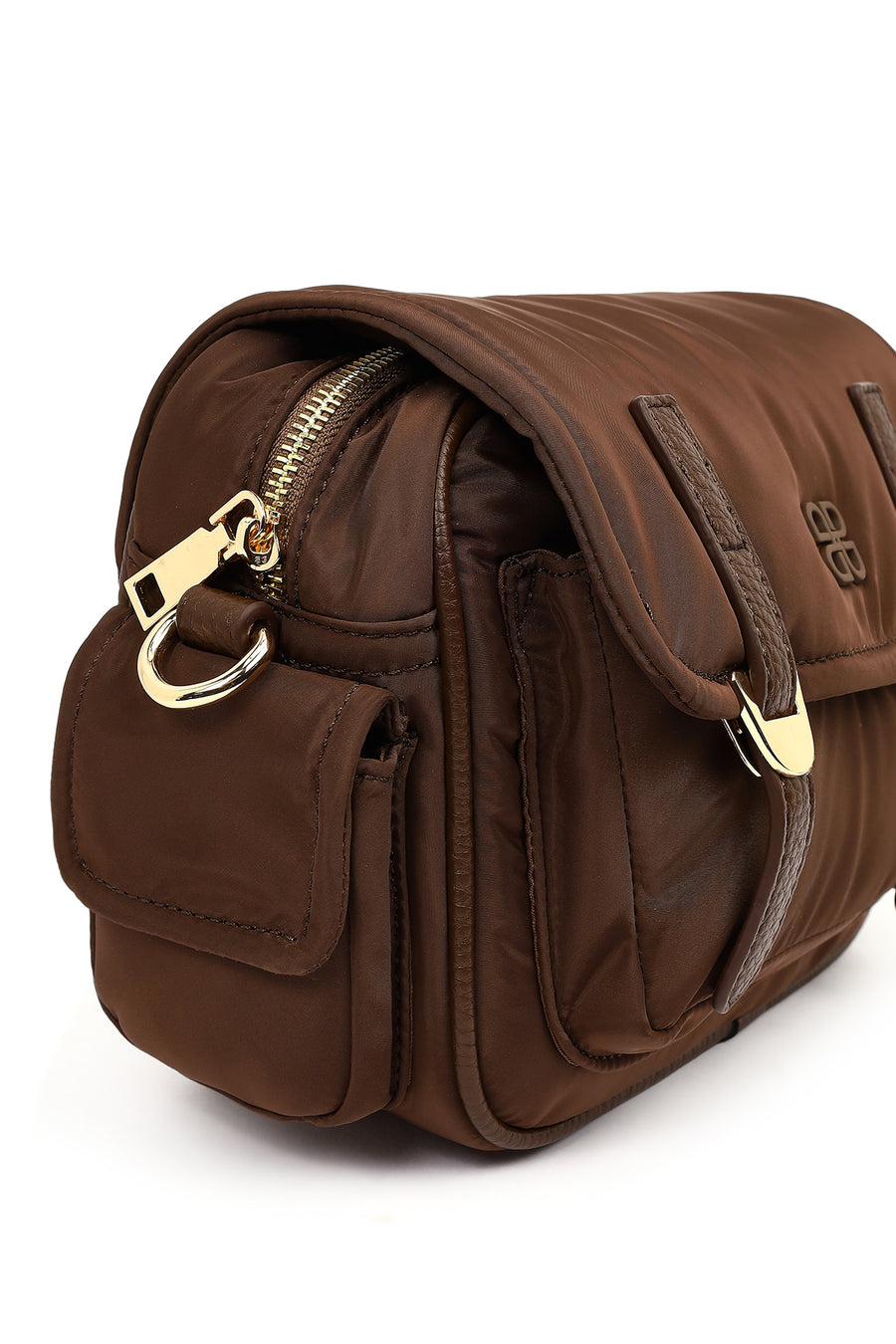 Women's Brown Fabric Crossbody Bag